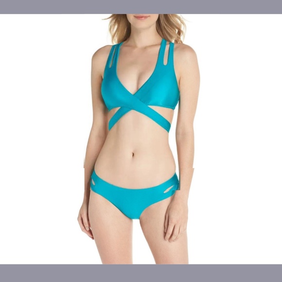 NEW 2PC SET Becca Shimmer Wrap Top [ Small ] + Keyhole Bikini‎ Bottom [ Medium ]